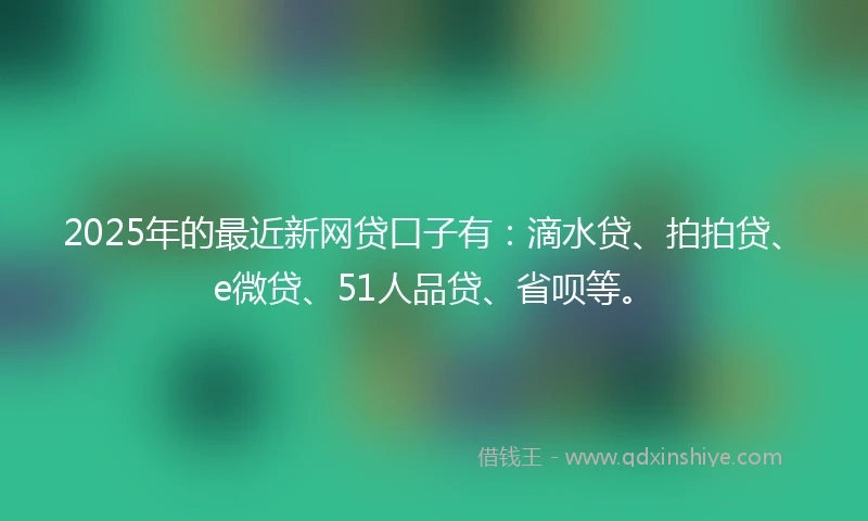 2025年的最近新网贷口子有：滴水贷、拍拍贷、e微贷、51人品贷、省呗等。