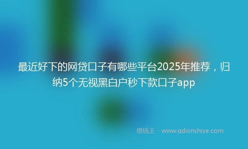 最近好下的网贷口子有哪些平台2025年推荐，归纳5个无视黑白户秒下款口子app