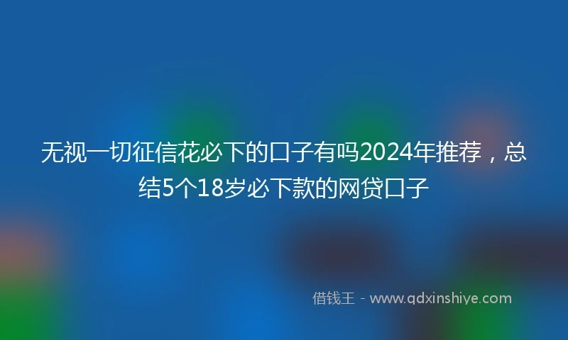 无视一切征信花必下的口子有吗2024年推荐，总结5个18岁必下款的网贷口子