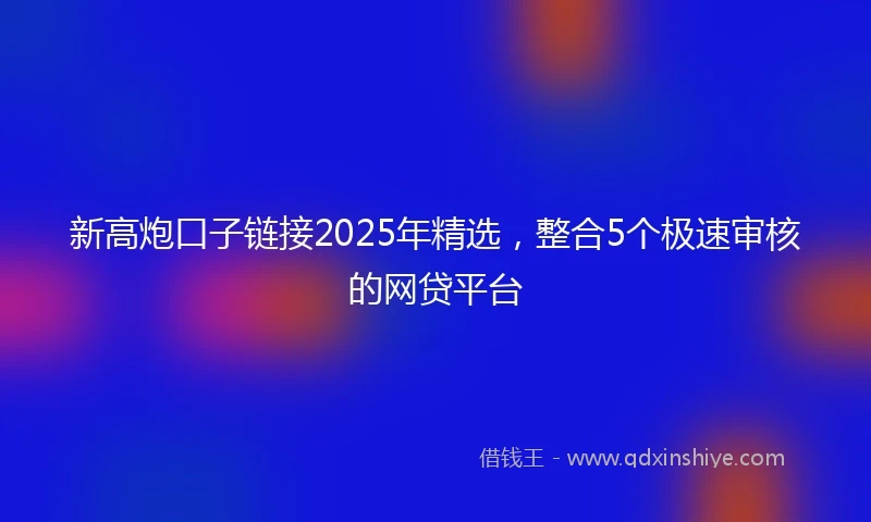 新高炮口子链接2025年精选，整合5个极速审核的网贷平台