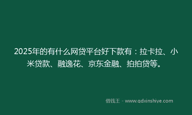 2025年的有什么网贷平台好下款有：拉卡拉、小米贷款、融逸花、京东金融、拍拍贷等。
