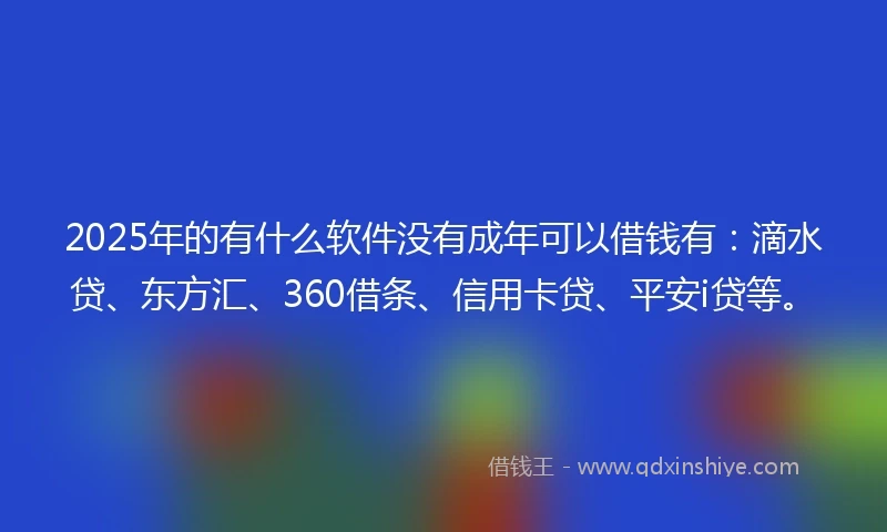 2025年的有什么软件没有成年可以借钱有：滴水贷、东方汇、360借条、信用卡贷、平安i贷等。