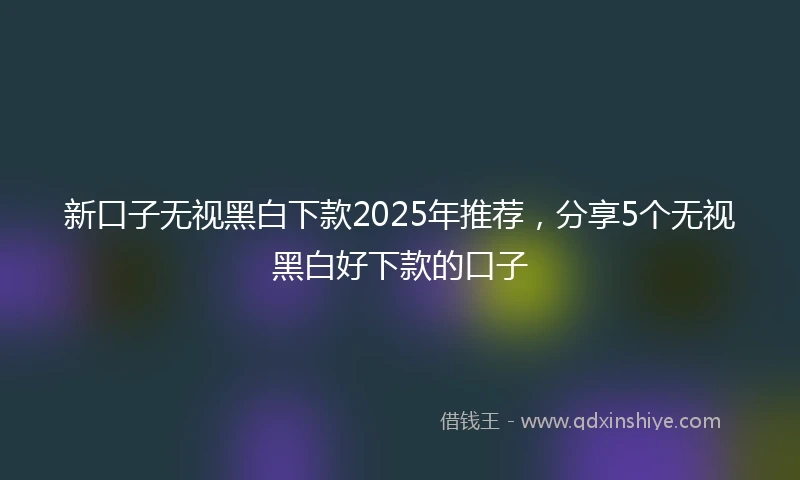 新口子无视黑白下款2025年推荐，分享5个无视黑白好下款的口子