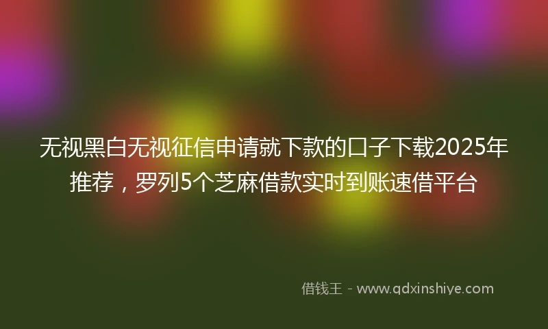 无视黑白无视征信申请就下款的口子下载2025年推荐，罗列5个芝麻借款实时到账速借平台