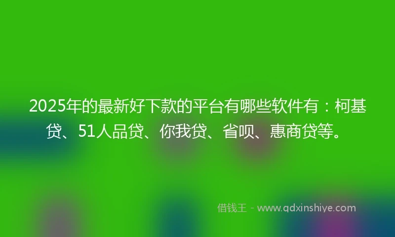 2025年的最新好下款的平台有哪些软件有：柯基贷、51人品贷、你我贷、省呗、惠商贷等。