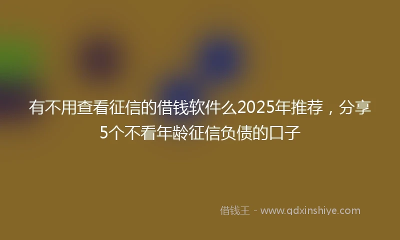 有不用查看征信的借钱软件么2025年推荐，分享5个不看年龄征信负债的口子