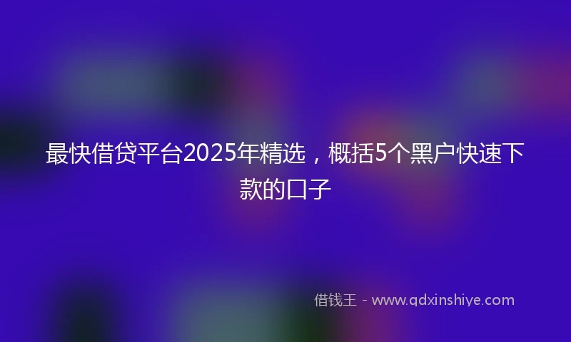 最快借贷平台2025年精选，概括5个黑户快速下款的口子
