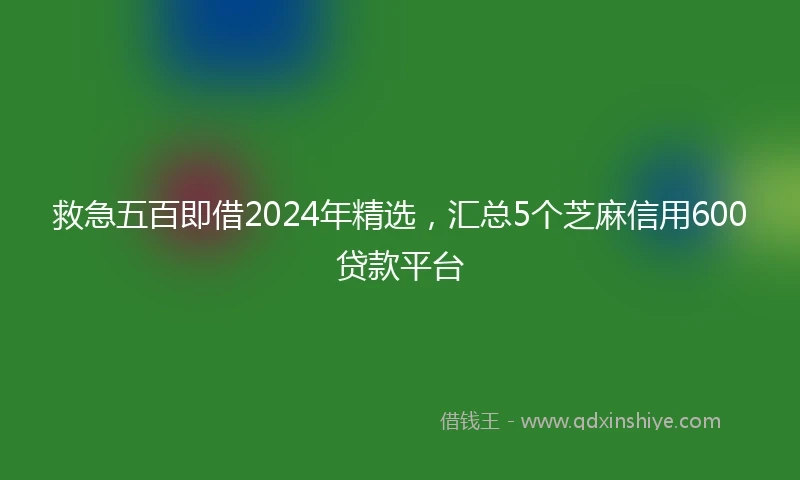 救急五百即借2024年精选，汇总5个芝麻信用600贷款平台