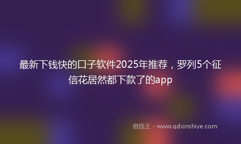 最新下钱快的口子软件2025年推荐，罗列5个征信花居然都下款了的app