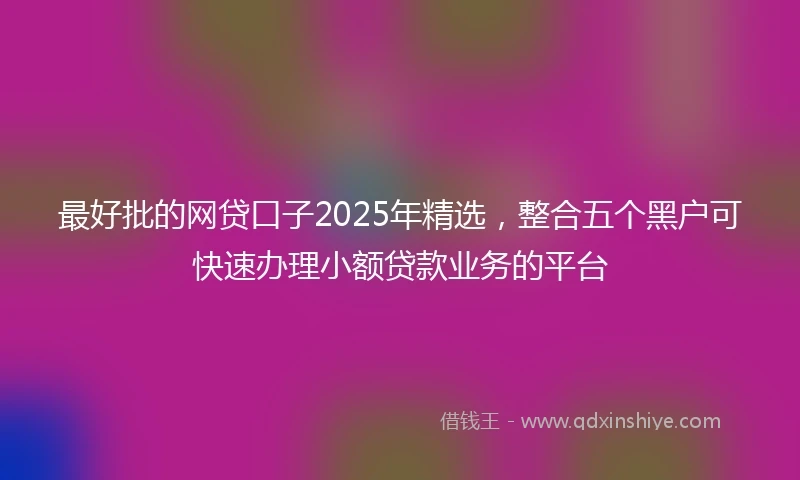 最好批的网贷口子2025年精选，整合五个黑户可快速办理小额贷款业务的平台