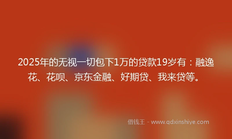 2025年的无视一切包下1万的贷款19岁有：融逸花、花呗、京东金融、好期贷、我来贷等。