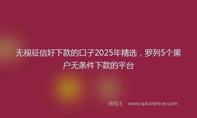 无视征信好下款的口子2025年精选,罗列5个黑户无条件下款的平台