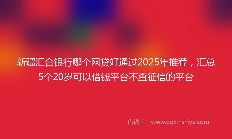 新疆汇合银行哪个网贷好通过2025年推荐，汇总5个20岁可以借钱平台不查征信的平台