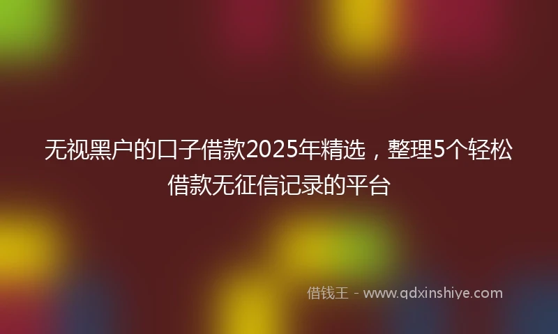 无视黑户的口子借款2025年精选，整理5个轻松借款无征信记录的平台