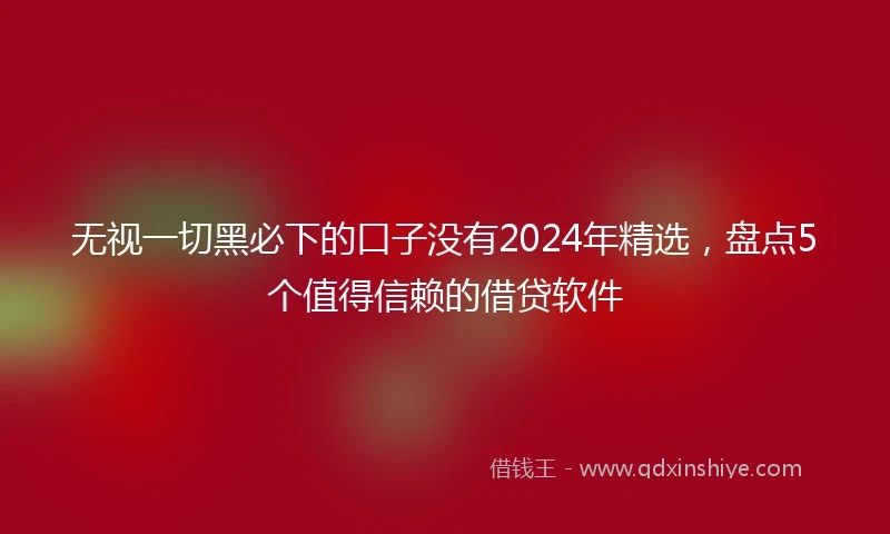 无视一切黑必下的口子没有2024年精选，盘点5个值得信赖的借贷软件