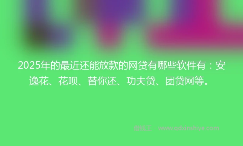 2025年的最近还能放款的网贷有哪些软件有：安逸花、花呗、替你还、功夫贷、团贷网等。