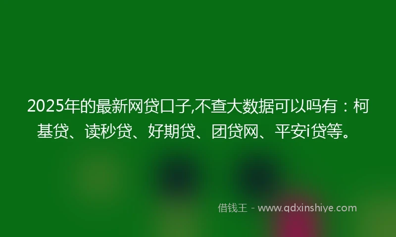 2025年的最新网贷口子,不查大数据可以吗有：柯基贷、读秒贷、好期贷、团贷网、平安i贷等。