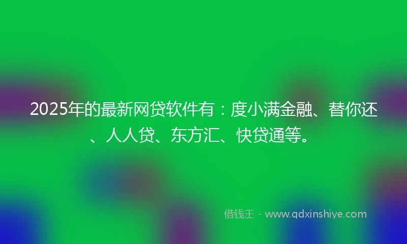 2025年的最新网贷软件有：度小满金融、替你还、人人贷、东方汇、快贷通等。