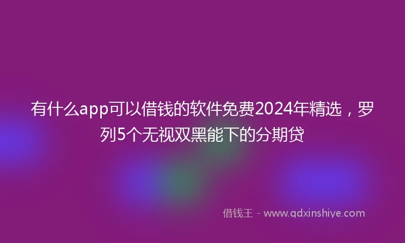有什么app可以借钱的软件免费2024年精选,罗列5个无视双黑能下的分期贷