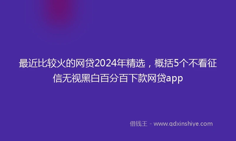 最近比较火的网贷2024年精选，概括5个不看征信无视黑白百分百下款网贷app