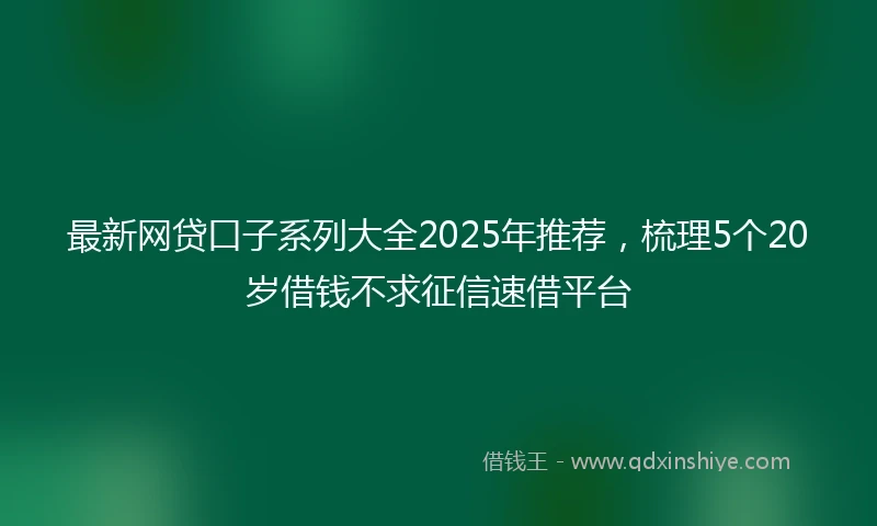 最新网贷口子系列大全2025年推荐，梳理5个20岁借钱不求征信速借平台