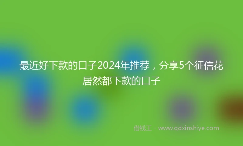 最近好下款的口子2024年推荐，分享5个征信花居然都下款的口子