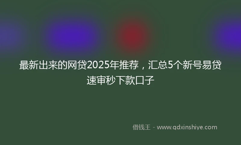 最新出来的网贷2025年推荐，汇总5个新号易贷速审秒下款口子