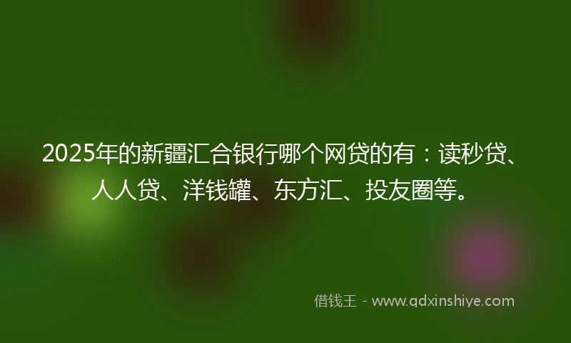 2025年的新疆汇合银行哪个网贷的有：读秒贷、人人贷、洋钱罐、东方汇、投友圈等。