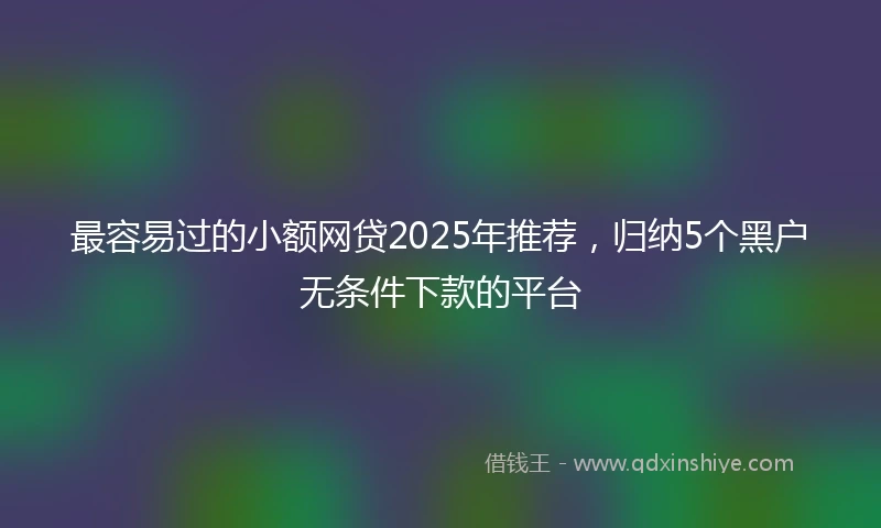 最容易过的小额网贷2025年推荐，归纳5个黑户无条件下款的平台