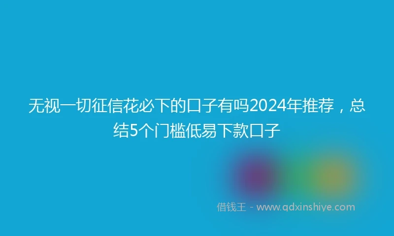 无视一切征信花必下的口子有吗2024年推荐，总结5个门槛低易下款口子