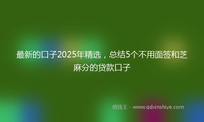 最新的口子2025年精选，总结5个不用面签和芝麻分的贷款口子