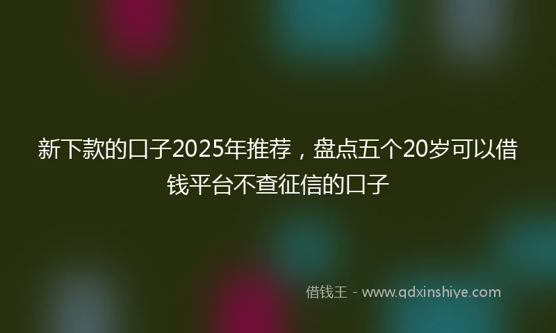 新下款的口子2025年推荐，盘点五个20岁可以借钱平台不查征信的口子