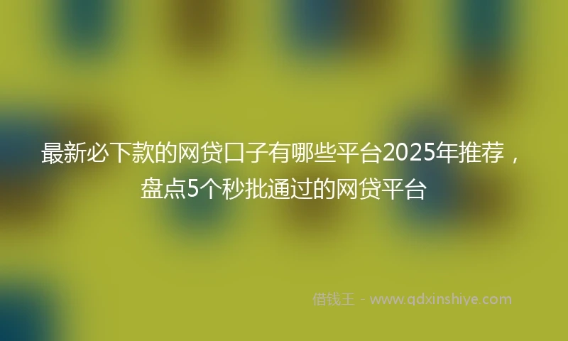 最新必下款的网贷口子有哪些平台2025年推荐，盘点5个秒批通过的网贷平台