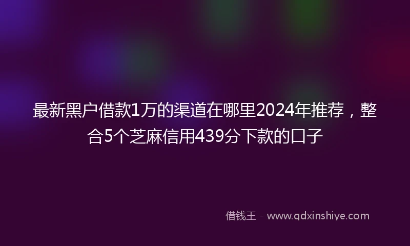最新黑户借款1万的渠道在哪里2024年推荐，整合5个芝麻信用439分下款的口子