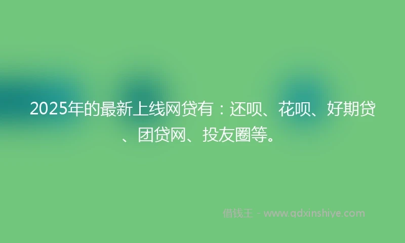 2025年的最新上线网贷有：还呗、花呗、好期贷、团贷网、投友圈等。