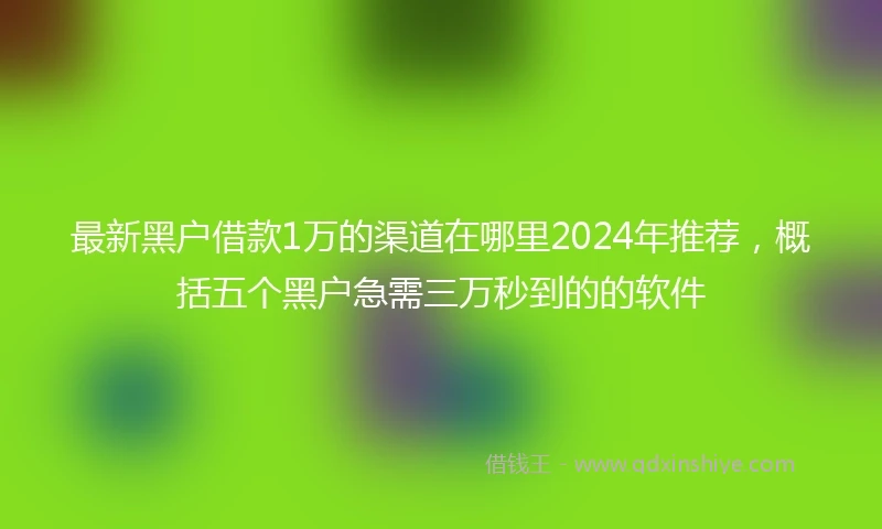 最新黑户借款1万的渠道在哪里2024年推荐，概括五个黑户急需三万秒到的的软件