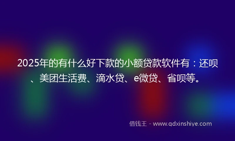 2025年的有什么好下款的小额贷款软件有：还呗、美团生活费、滴水贷、e微贷、省呗等。