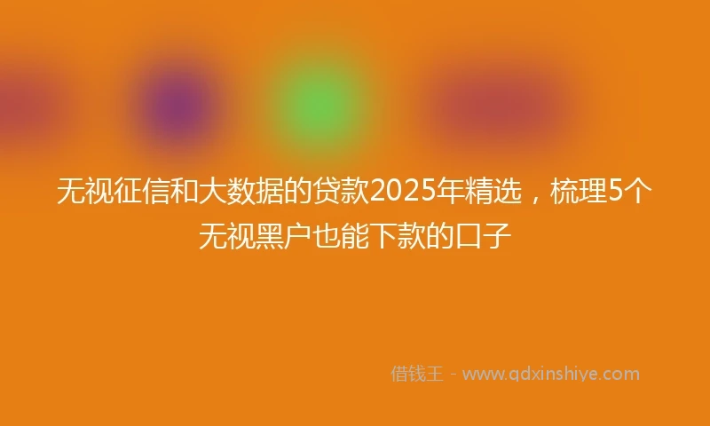 无视征信和大数据的贷款2025年精选,梳理5个无视黑户也能下款的口子