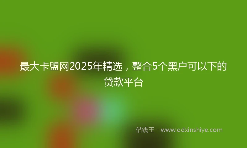 最大卡盟网2025年精选，整合5个黑户可以下的贷款平台