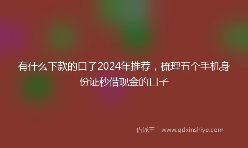 有什么下款的口子2024年推荐,梳理五个手机身份证秒借现金的口子