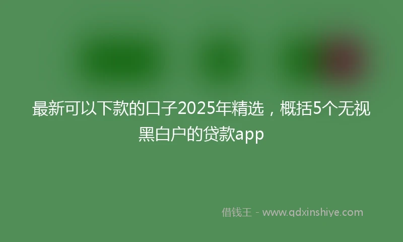 最新可以下款的口子2025年精选，概括5个无视黑白户的贷款app