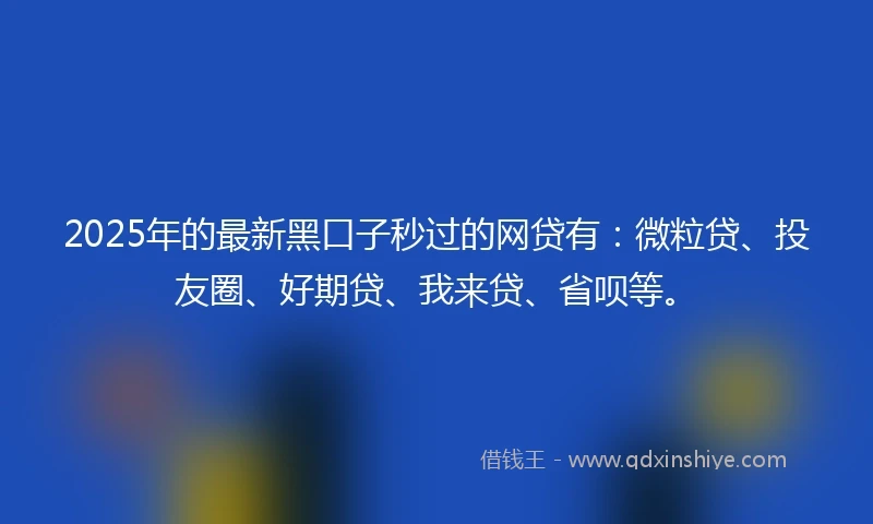 2025年的最新黑口子秒过的网贷有：微粒贷、投友圈、好期贷、我来贷、省呗等。