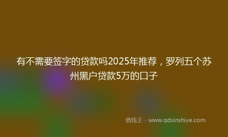 有不需要签字的贷款吗2025年推荐,罗列五个苏州黑户贷款5万的口子