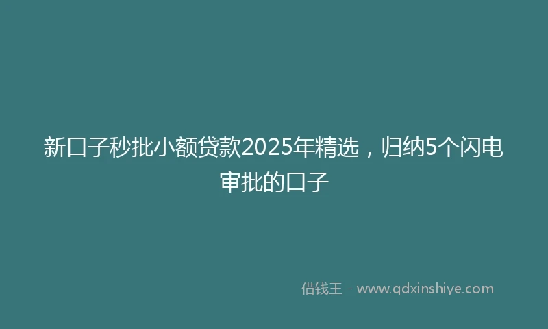 新口子秒批小额贷款2025年精选，归纳5个闪电审批的口子