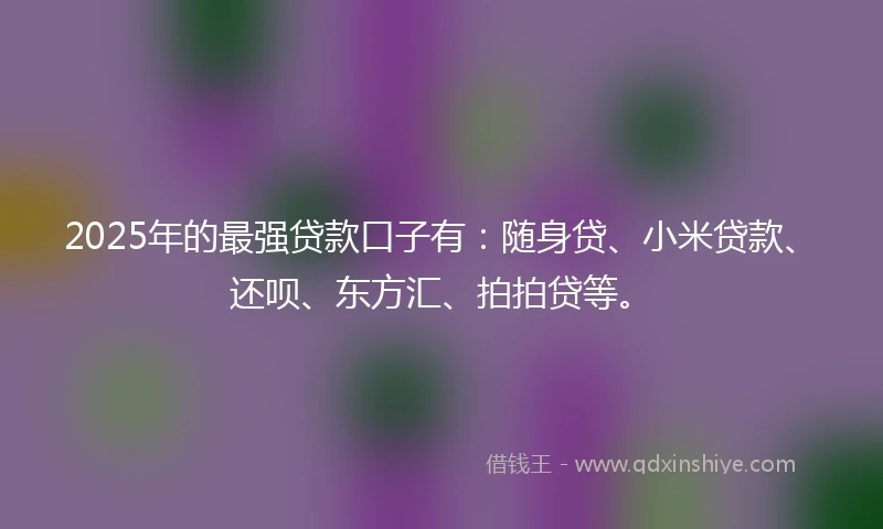 2025年的最强贷款口子有：随身贷、小米贷款、还呗、东方汇、拍拍贷等。