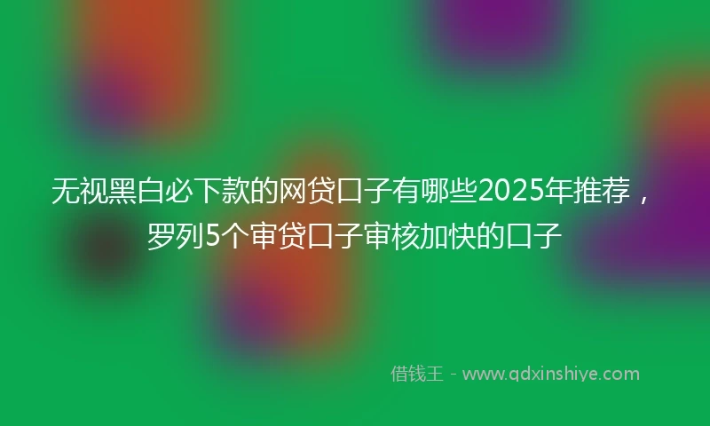 无视黑白必下款的网贷口子有哪些2025年推荐，罗列5个审贷口子审核加快的口子