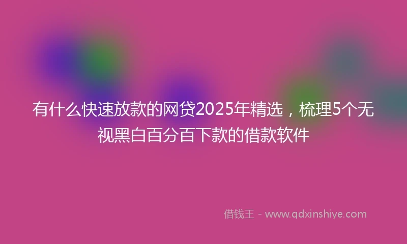 有什么快速放款的网贷2025年精选，梳理5个无视黑白百分百下款的借款软件