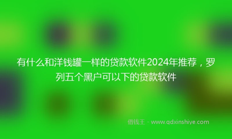 有什么和洋钱罐一样的贷款软件2024年推荐，罗列五个黑户可以下的贷款软件