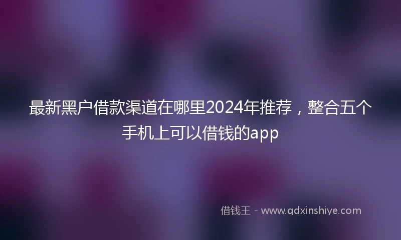 最新黑户借款渠道在哪里2024年推荐，整合五个手机上可以借钱的app