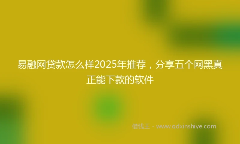 易融网贷款怎么样2025年推荐，分享五个网黑真正能下款的软件